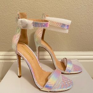 Iridescent Snake Textured Heels